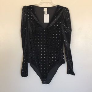NWT Black Bodysuit with Diamonds